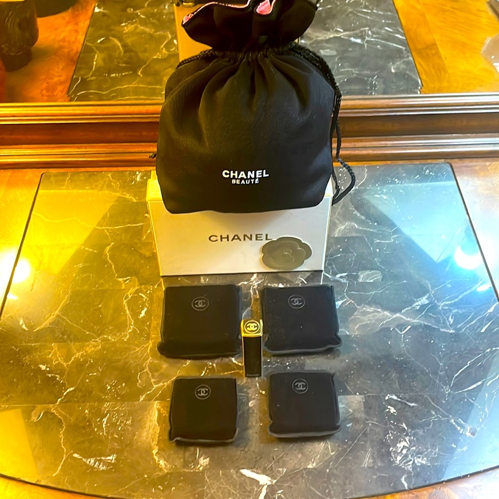 Chanel Make Up with Sleeves and Lip Stick and Chanel Make Up Pouch With Gift Box